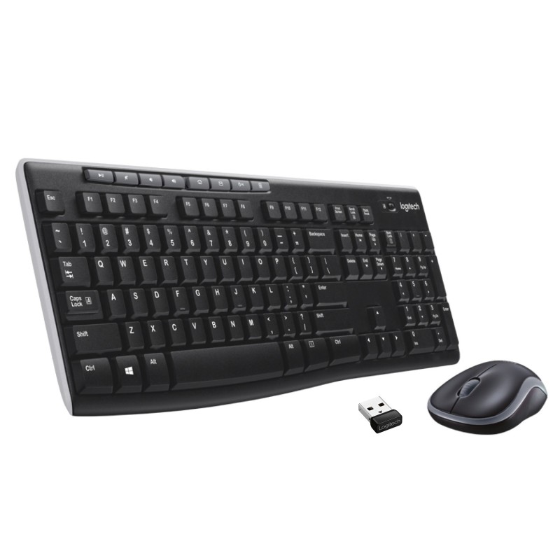 Logitech Wireless Combo MK270 tastiera Mouse incluso RF Wireless QWERTY US International Nero, Argento