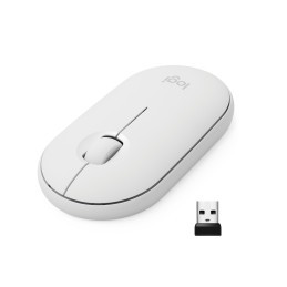 Logitech Pebble, mouse wireless con Bluetooth o ricevitore da 2,4 GHz, mouse per computer con clic silenzioso per laptop,